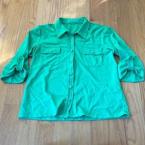 J. McLaughlin collared button up shirt size large green